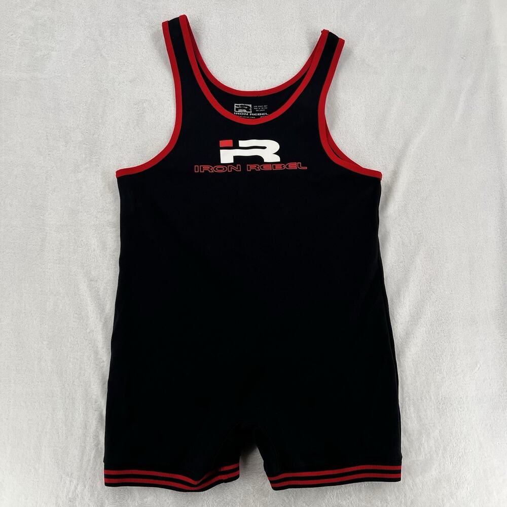 Iron Rebel Slinglet 3XL Black Red Trim Powerlifting Wrestling MMA Gym